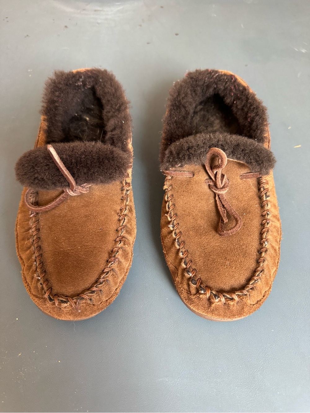 L.L. Bean Dark Brown Shearling-Lined Suede Moccasin